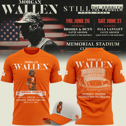 Limited edition Morgan Wallen tour Clemson Memorial Stadium 2026 - Tshirt