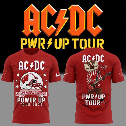 01. AC/DC x Wisconsin Badgers Football - Power Up Tour 2026 T-Shirt