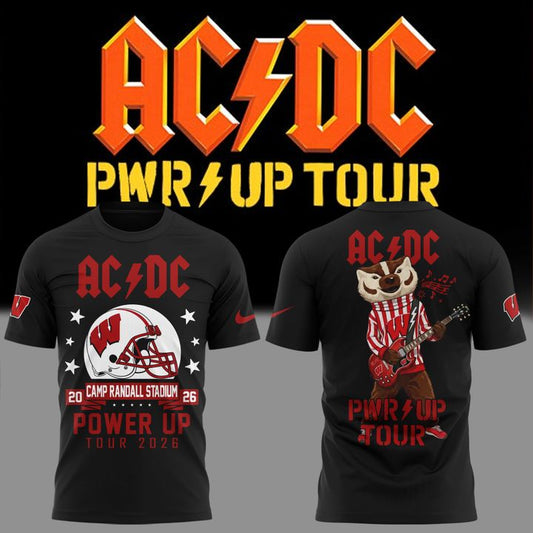 05. Limited Edition AC/DC x Wisconsin Badgers Football - Power Up Tour 2026 T-Shirt