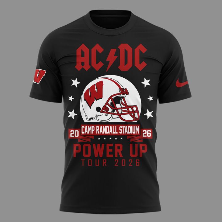 05. Limited Edition AC/DC x Wisconsin Badgers Football - Power Up Tour 2026 T-Shirt