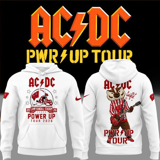 10. Limited Hoodie AC/DC x Wisconsin Badgers Football - Power Up Tour 2026 Hoodie