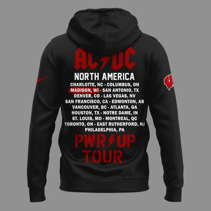 12. Perfect 2026 Power Up Tour AC/DC x Wisconsin Badgers Football Hoodie