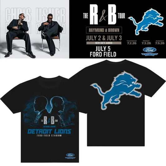 Detroit Lions x Usher & Chris Brown: The R&B Tour - Ford Field stadium black tee