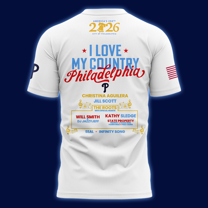 Philadelphia Phillies Celebrate America's 250th Birthday in Philly White Tshirt