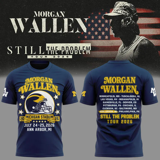 Limited Edition Morgan Wallen x Michigan Wolverines Football - Still The Problem Tour 2026 T-Shirt