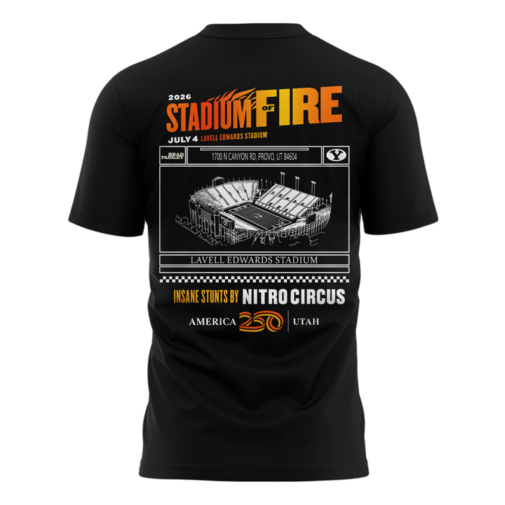Limited Edtion BYU Football x Brad Paisley Stadium Of Fire Tour Black T-Shirt