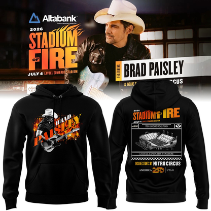 Limited Edtion BYU Football x Brad Paisley Stadium Of Fire Tour Black Hoodie