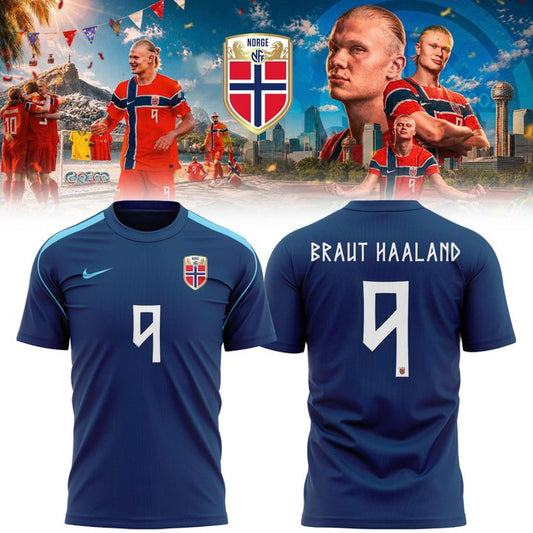 Norway 2026 Away Soccer Kit Erling Haaland #9 - Midnight Blue Graphic Jersey
