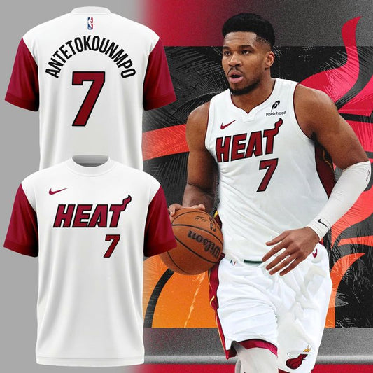 Giannis Antetokounmpo Miami HEAT White T-Shirt