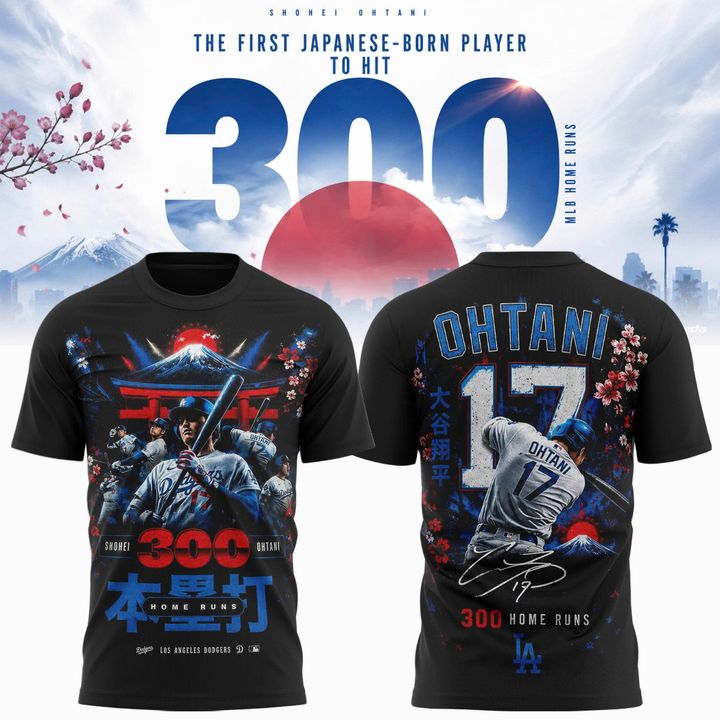 大谷翔平 日本人初 MLB通算300本塁打記念 限定デザインTシャツ