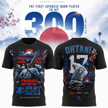 大谷翔平 日本人初 MLB通算300本塁打記念 限定デザインTシャツ