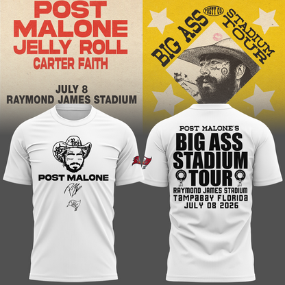 1.Exclusive Post Malone x Tampa Bay Buccaneers White Tshirt 2026