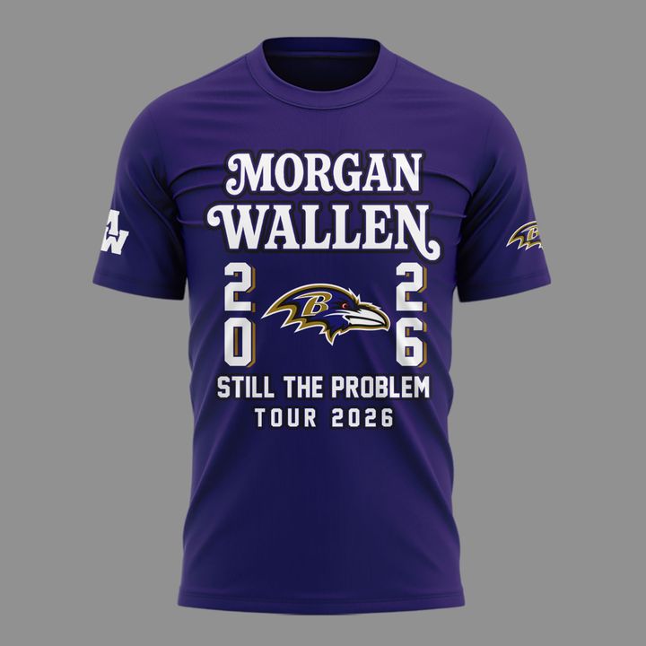 002. New Shirt Baltimore Ravens x Morgan Wallen - Still The Problem Tour 2026 T-Shirt