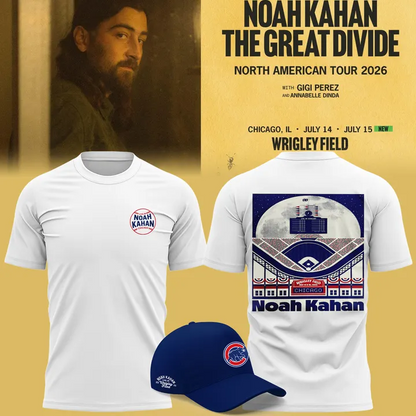 03.07. Special Noah Kahan x Chicago Cubs - The Great Divide Tour 2026 T-Shirt