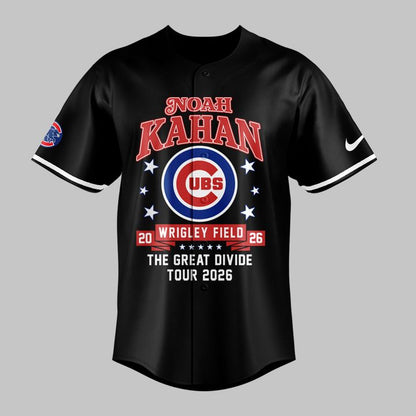 04.10. Black Jersey Noah Kahan x Chicago Cubs - Wrigley Field Event Jersey - The Great Divide Tour 2026 Baseball Jersey