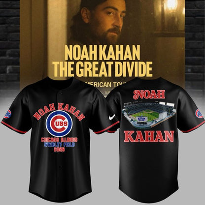 04.04. New Black Jersey Noah Kahan x Chicago Cubs - The Great Divide Tour 2026 Baseball Jersey