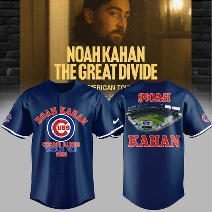 10. Special Jersey Noah Kahan x Chicago Cubs - The Great Divide Tour 2026 Baseball Jersey