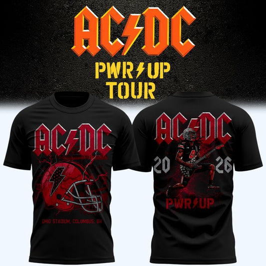1. AC/DC x Ohio State Buckeyes Football - Power Up Tour 2026 Black T-Shirt