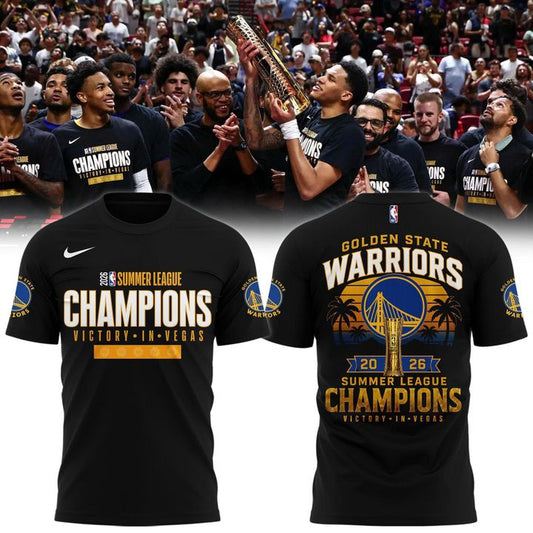 Golden State Warriors 2026  Summer League Champions Black T-Shirt