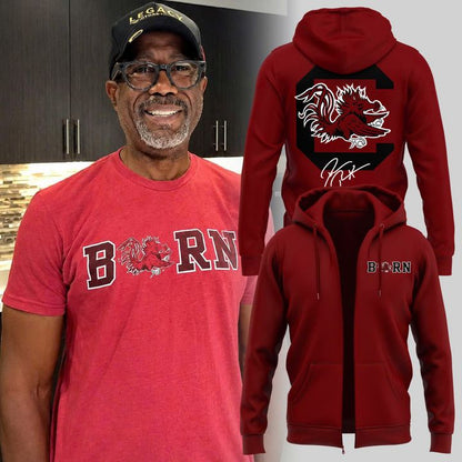 Limited edition Zip Hoodie "Born a Gamecock" Signatures Print of Darius Rucker for South Carolina Gamecocks fans