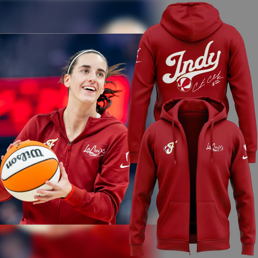 2026 Exclusive Caitlin Clark Signatures Print Zip Hoodie. For the Indiana Fever fans