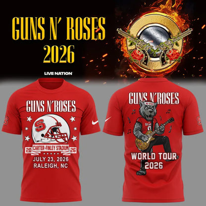 Exclusive Shirt Guns N' Roses x NC State Football - World Tour 2026 T-Shirt