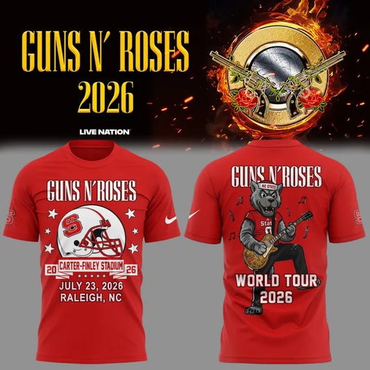 Exclusive Shirt Guns N' Roses x NC State Football - World Tour 2026 T-Shirt