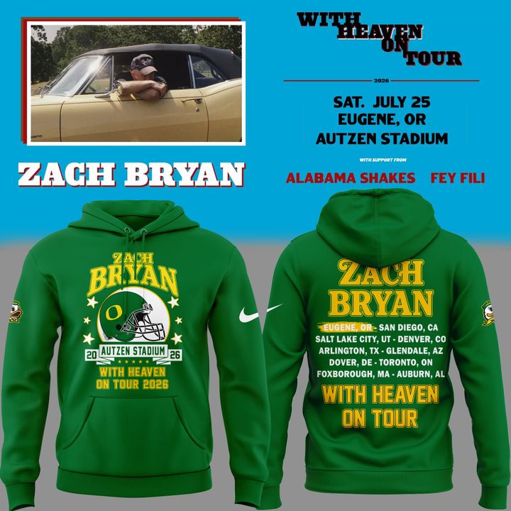 Hoodie Zach Bryan x Oregon Football - With Heaven On Tour 2026 Hoodie