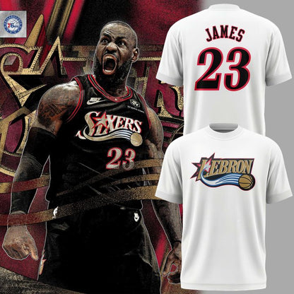 White LeBron James x Philadelphia 76ers Logo T-Shirt - Limited Edition