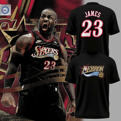 Black LeBron James x Philadelphia 76ers Logo T-Shirt - Limited Edition