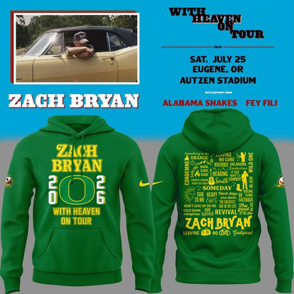 Special Hoodie Zach Bryan x Oregon Football - With Heaven On Tour Hoodie