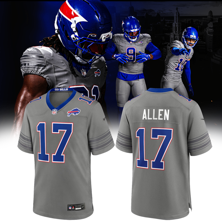 Josh Allen Gray Buffalo Bills Nickel City Football Jersey
