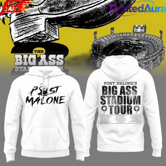 White Hoodie Post Malone x Utah Football - THE BIG ASS Stadium Tour Part 2 Hoodie