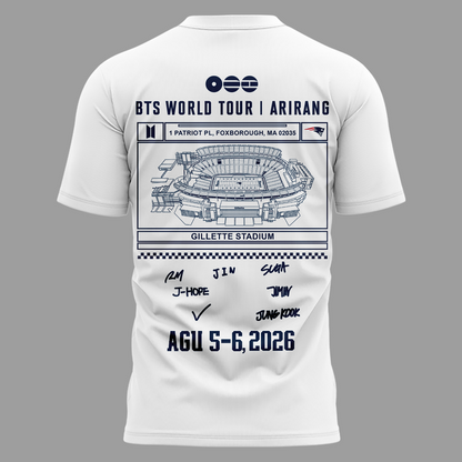Exclusive Edition BTS x New England Patriots White T-Shirt 2026