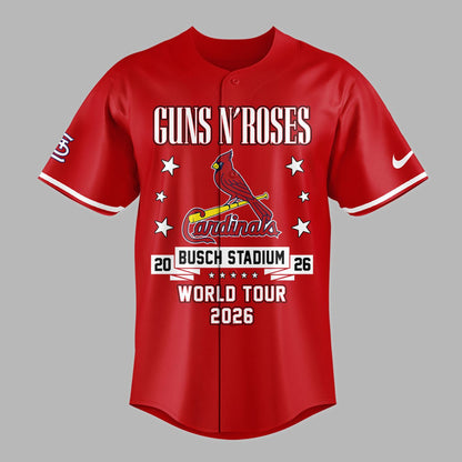 01.24. Special Baseball Jersey Guns N' Roses x St. Louis Cardinals - World Tour 2026 Baseball Jersey