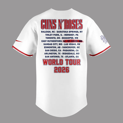 01.28. White Baseball Jersey Guns N' Roses x St. Louis Cardinals - World Tour 2026 Baseball Jersey
