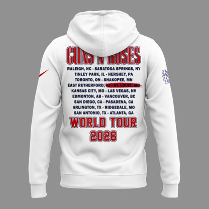 01.32. New White Hoodie Guns N' Roses x St. Louis Cardinals - World Tour 2026 Hoodie
