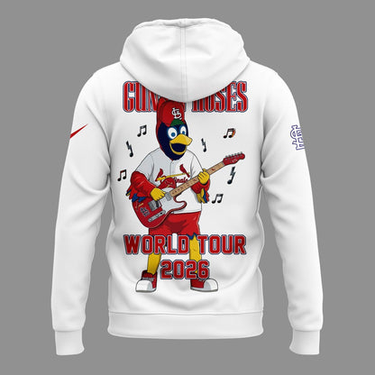 01.32. New White Hoodie Guns N' Roses x St. Louis Cardinals - World Tour 2026 Hoodie