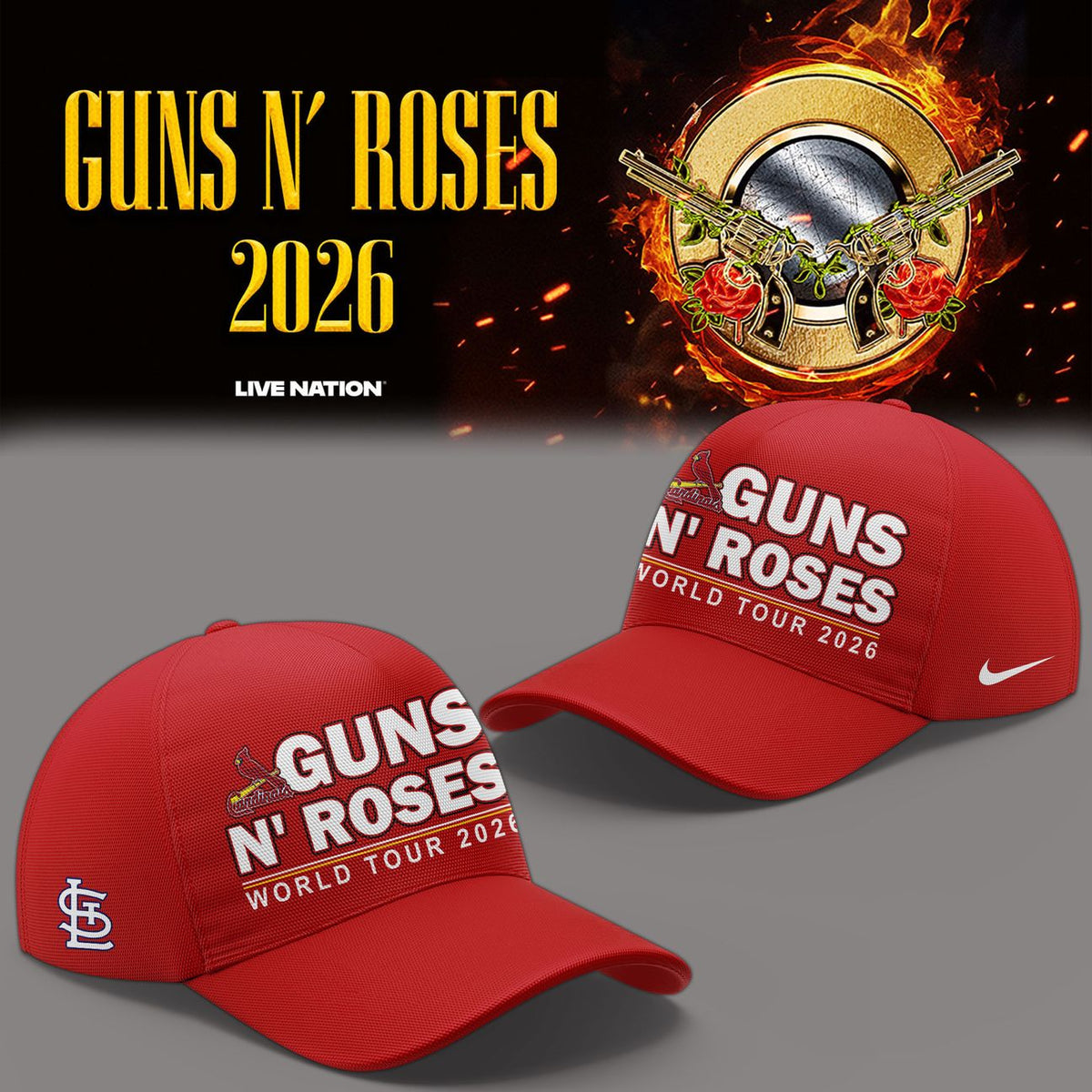 01.21. New Baseball Jersey Guns N' Roses x St. Louis Cardinals - World Tour 2026 Baseball Jersey