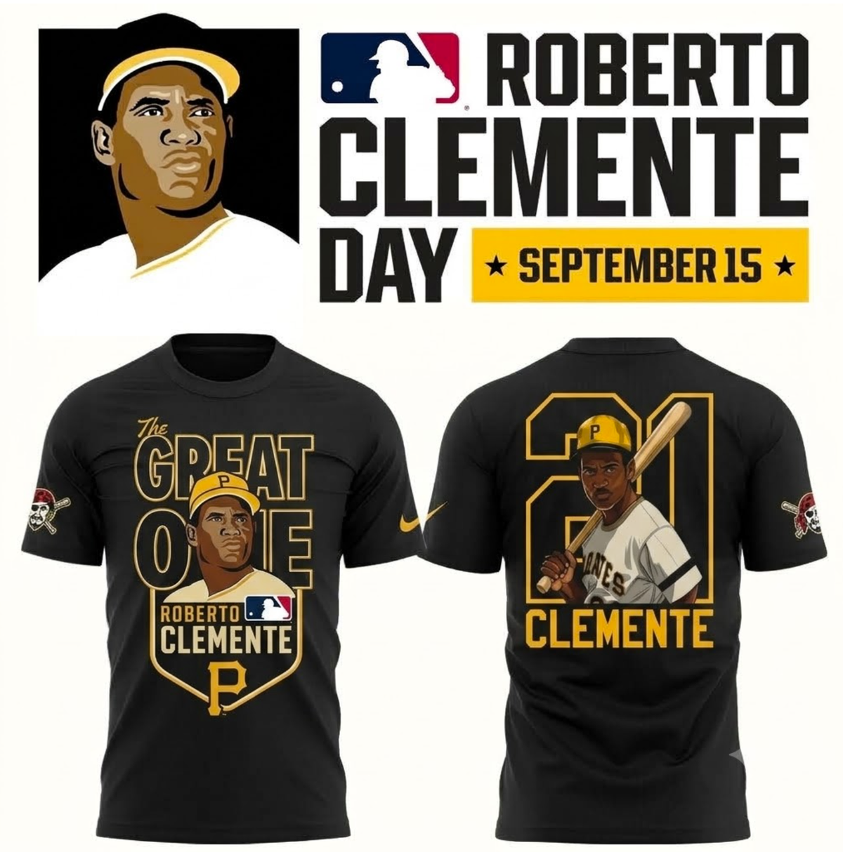 Roberto Clemente Day T-Shirt, Pittsburgh Pirates Vintage Baseball Tee