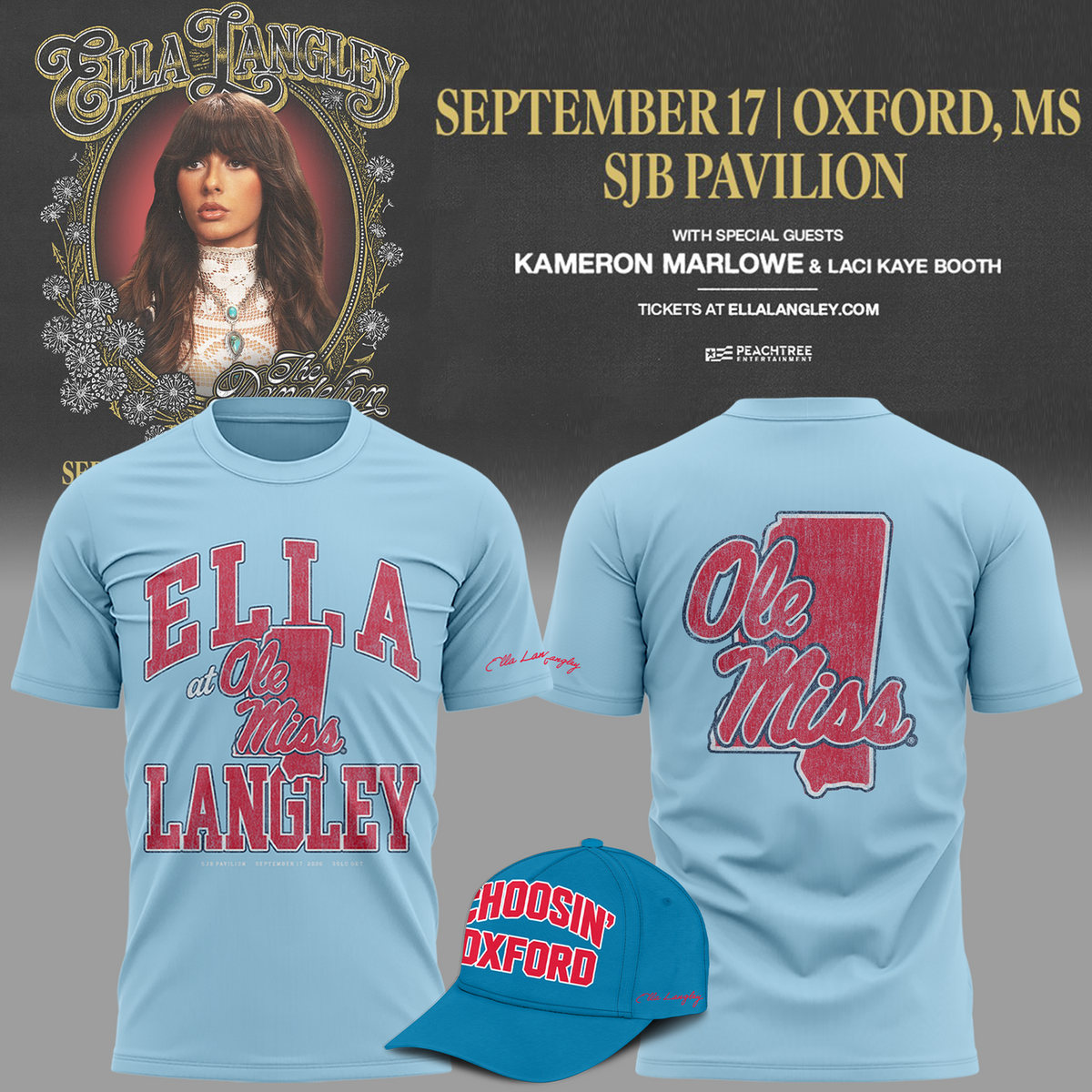 Ole Miss Rebels x Ella Langley-The Dandelion Tour 2026 T-shirt