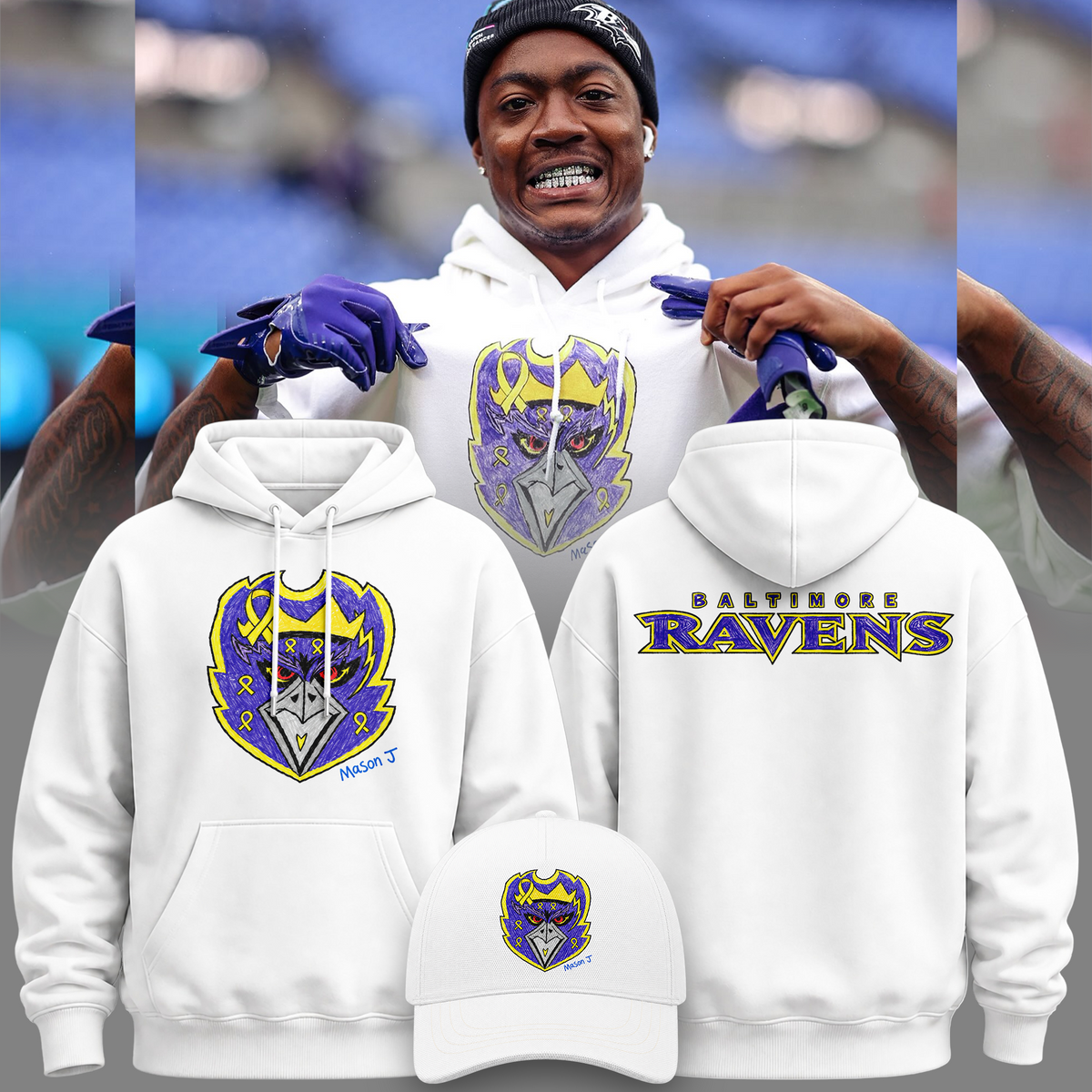 Limited Edition Baltimore Ravens Hoodie Designed By Young Heroes Battling Cancer