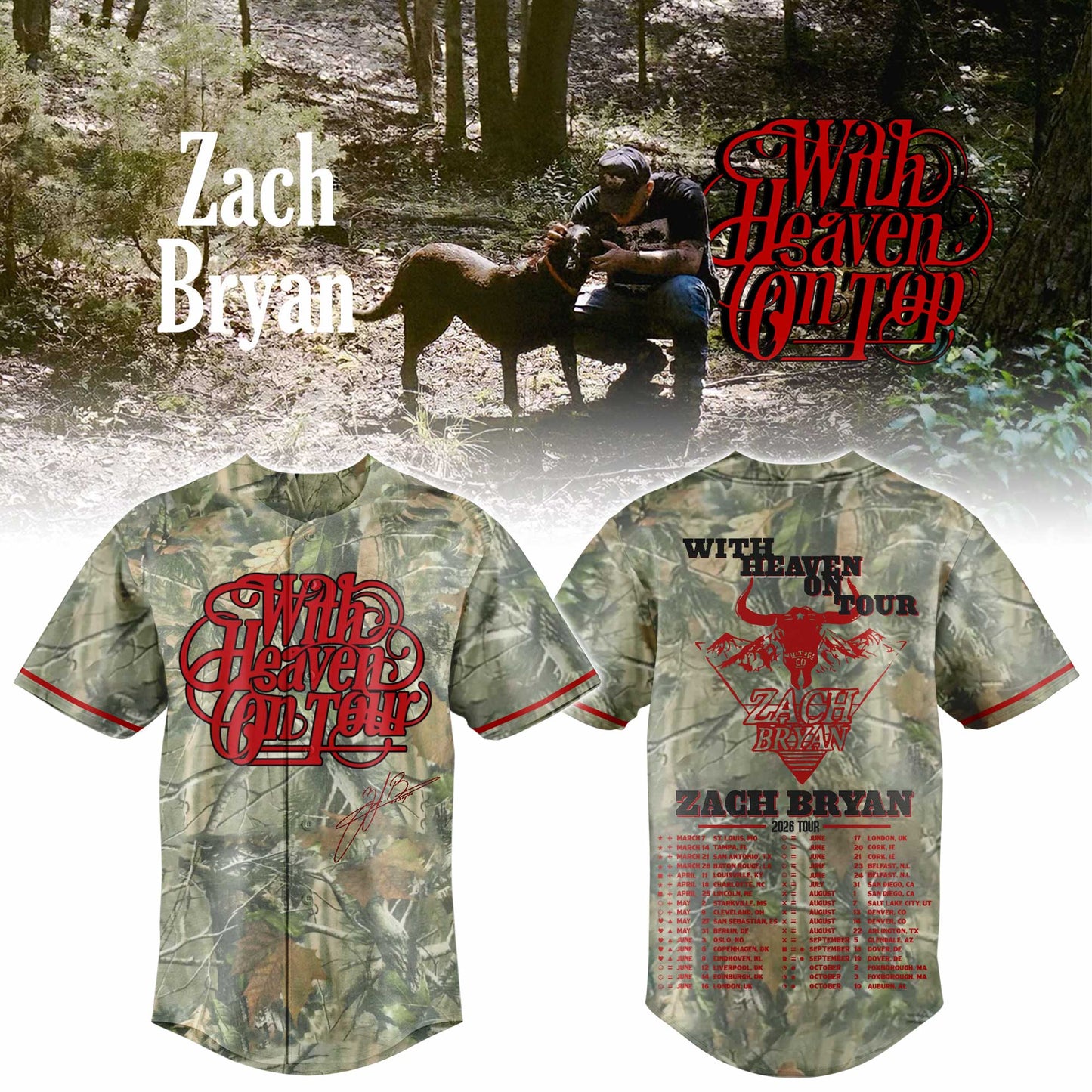 The With Heaven On Tour Zach Bryan Limited Edition Basebal Jersey v2