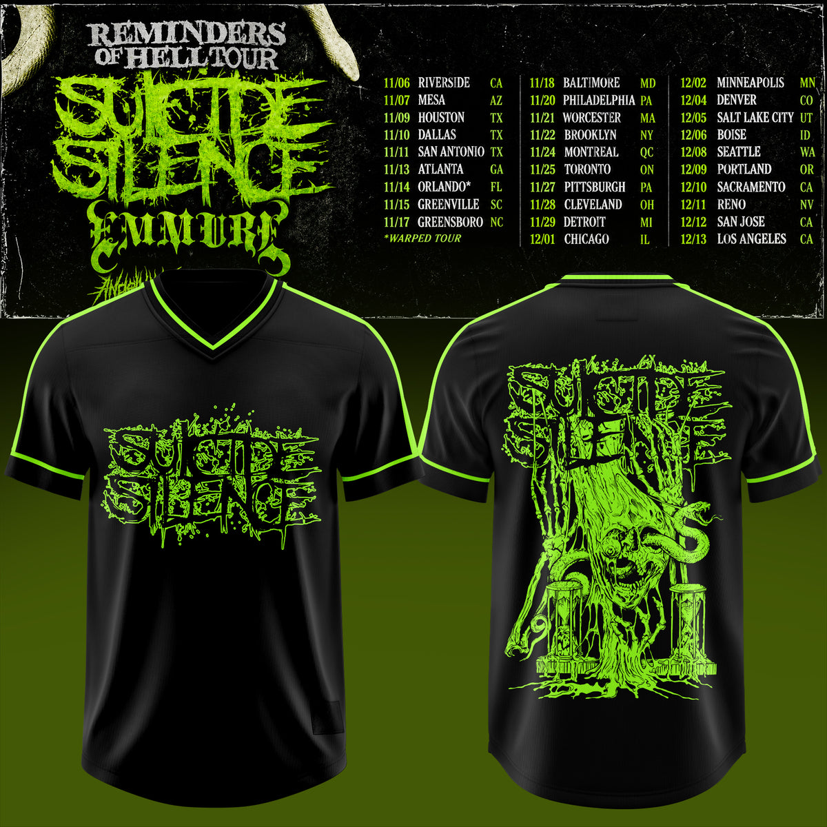 Suicide Silence Reminders Of Hell Tour Football Jersey