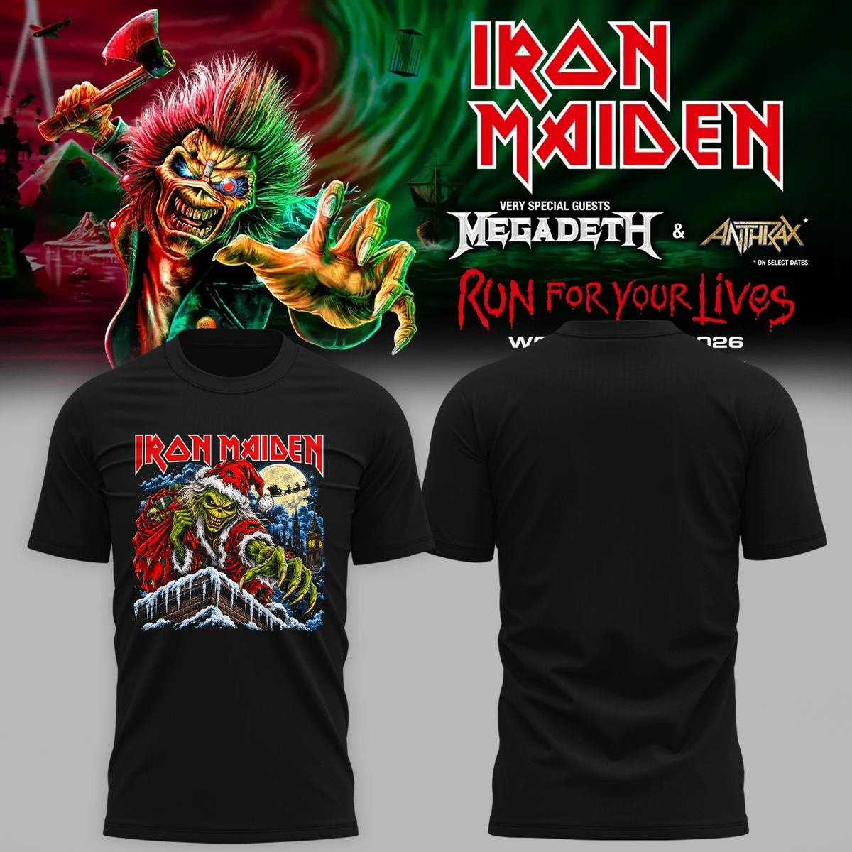 Iron Maiden X Grinch Eddie The Number Of The Beast 2026 Christmas Gift T-Shirt
