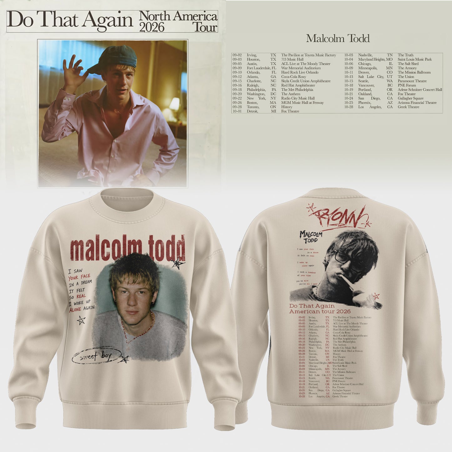 MALCOLM TODD – DO THAT AGAIN NORTH AMERICA TOUR SWEATER