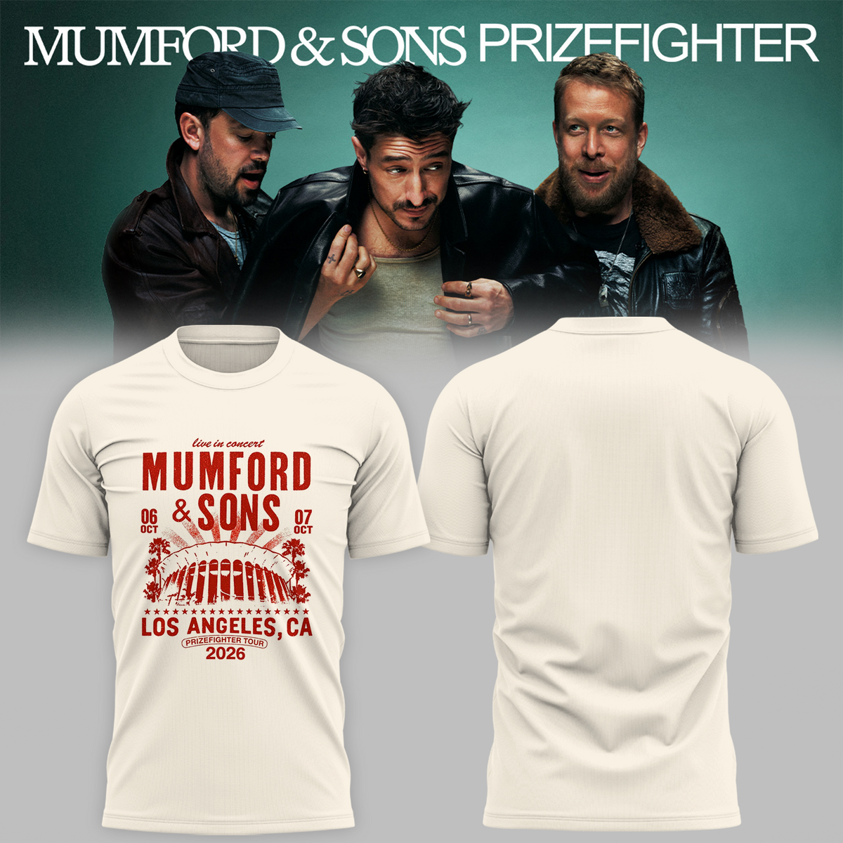 Mumford And Sons Los Angeles CA 2026 Exclusive Event Tee Prizefighter Tour October 6 7 2026 T-Shirt