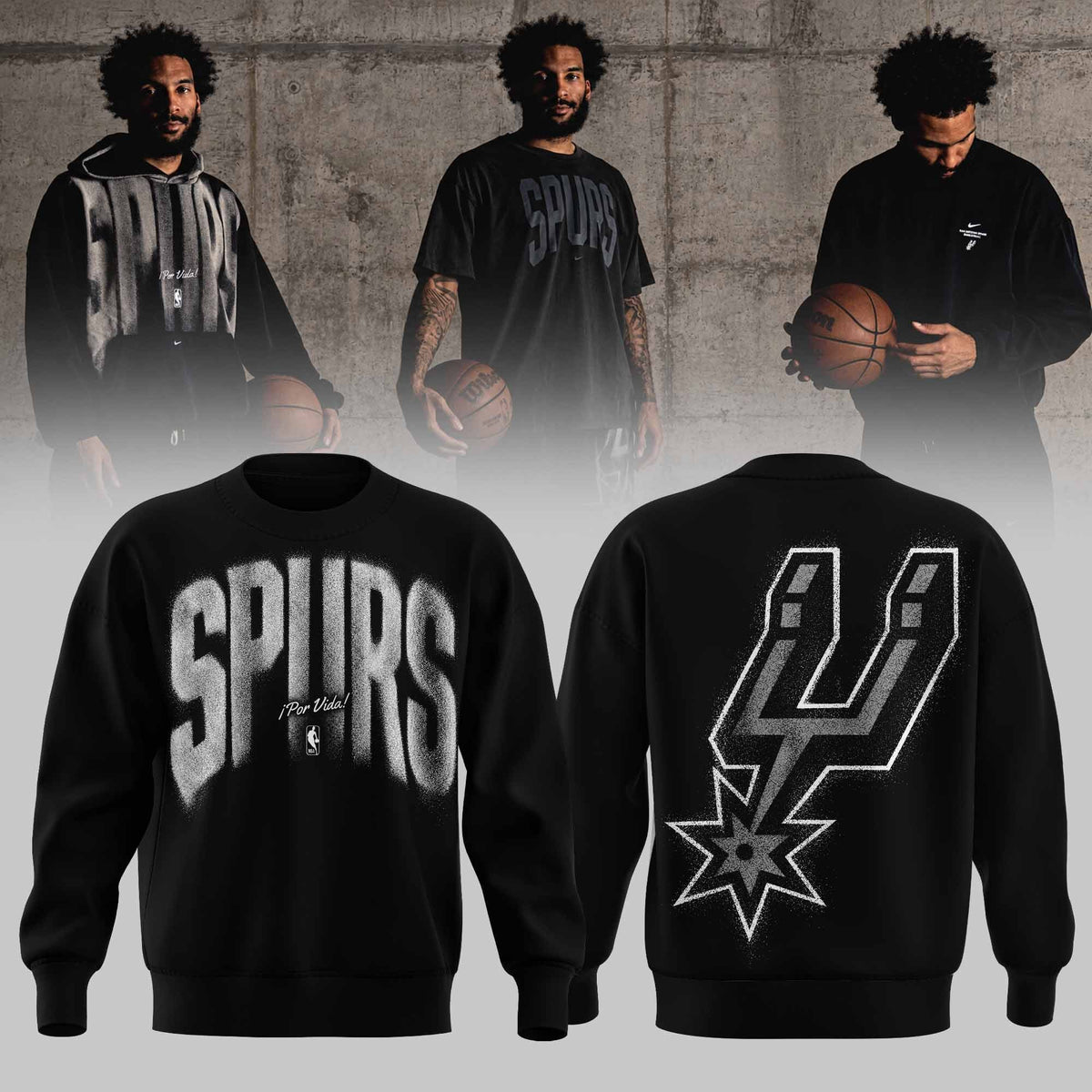 . San Antonio Spurs Apparel 3D All-Over Print Graphic Sweatshirt V1