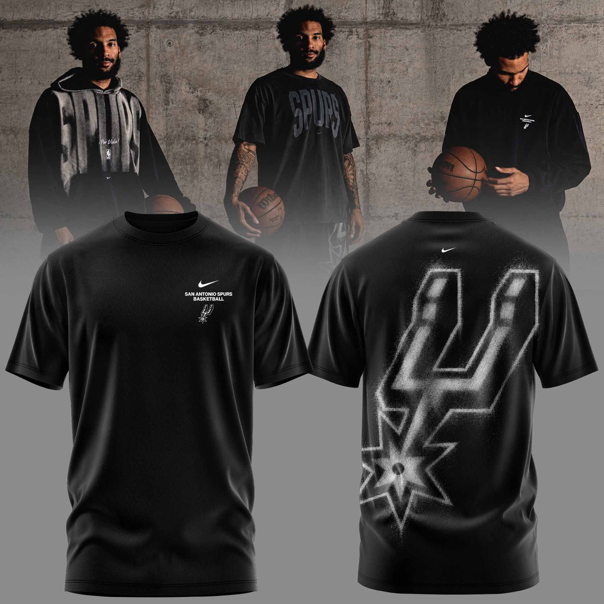 . San Antonio Spurs Apparel 3D All-Over Print Graphic T-Shirt V3