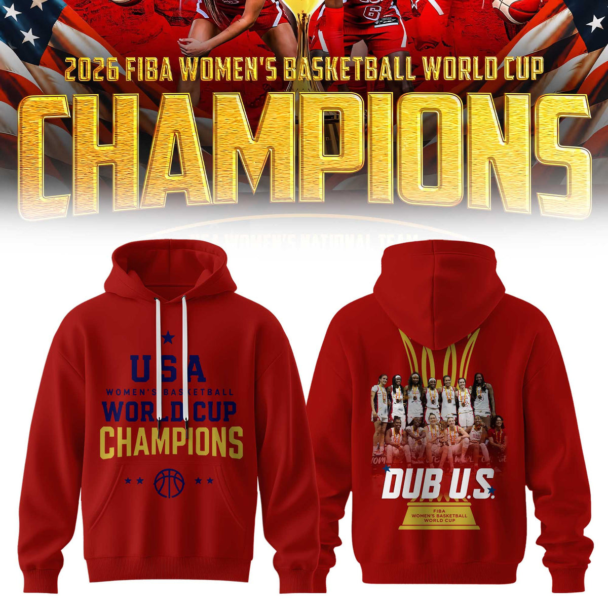 Limited Edition USA Women’s Basketball 2026 FIBA World Cup Champions Hoodie